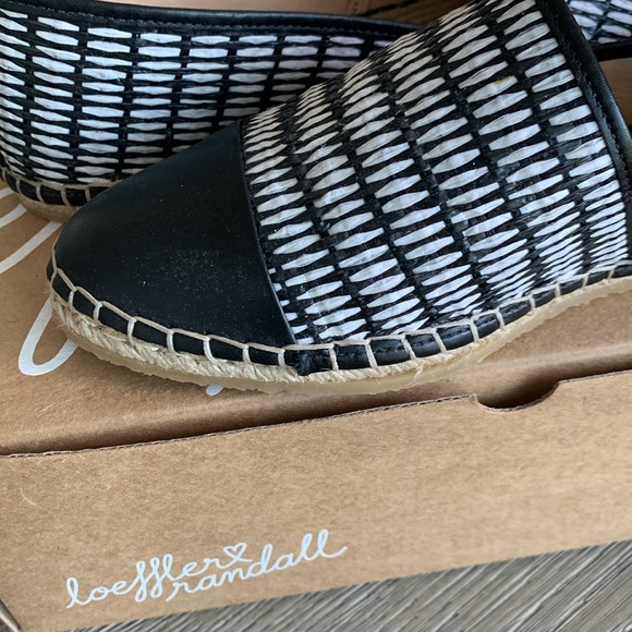 New, Loeffler Randall, Mara-Ean Black/Cream Raffia Woven Shoe. Size 9.5B. - Picture 5 of 9